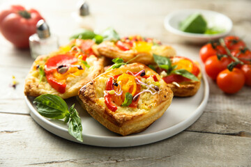 Homemade pastry with tomato and cheese
