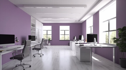 Modern Office, Empty, White ambience with some color accents, futuristic. Ideal for video conference background. Beautiful and relaxing.