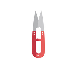 Thread clipper vector illustration. Thread cutting scissors flat vector in cartoon style. Tool for needlework or embroidery. Fashion concept. Tailor scissors clipart.