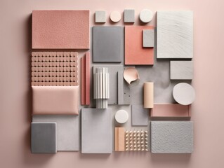 AI generated illustration of a simple moodboard inspiration design in a pastel color palette