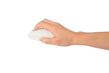 Hand click on modern computer mouse isolated on a transparent background