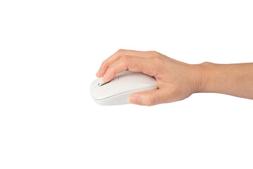 Hand click on modern computer mouse isolated on a transparent background