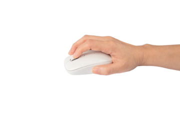 Hand click on modern computer mouse isolated on a transparent background
