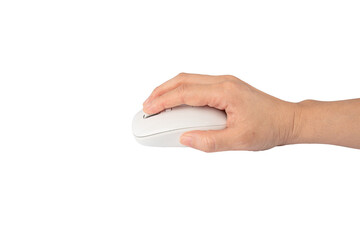 Hand click on modern computer mouse isolated on a transparent background