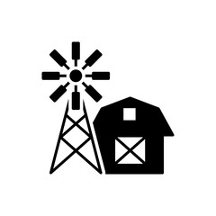 Farm barn house windmill black glyph icon