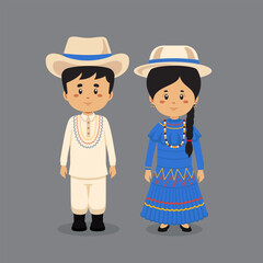 Couple Character Wearing Honduras Traditional Dress