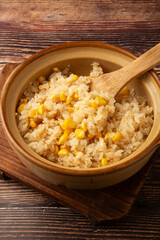 ガーリック醤油のとうもろこしご飯