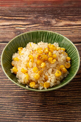 ガーリック醤油のとうもろこしご飯