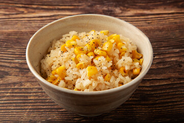 ガーリック醤油のとうもろこしご飯