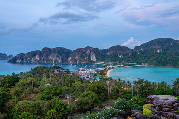 panoramic view of phi phi beach, thailand