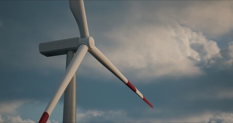 Wind turbines at work amid endless fields. 