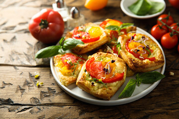 Homemade pastry with tomato and cheese