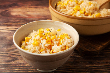 ガーリック醤油のとうもろこしご飯