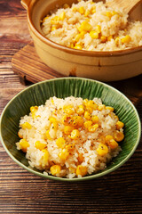 ガーリック醤油のとうもろこしご飯