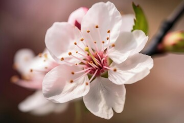 Fototapeta na wymiar Macro Augmented Cherry Blossom Photography AI Generated