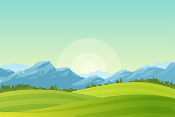 Obraz na płótnie Canvas summer background beautiful illustration of sunny landscape