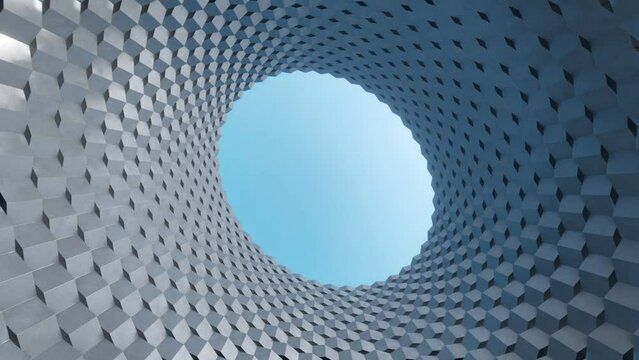 Abstract modern architecture with wavy facade, 3d rendering.