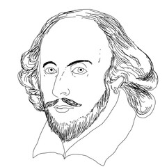 Realistic illustration of the British writer and playwright William Shakespeare