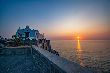 Chiesa del Soccorso with sea view at sunset - obrazy, fototapety, plakaty