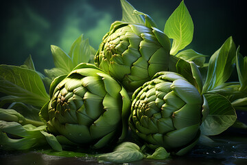 Obraz premium artichoke on a green background