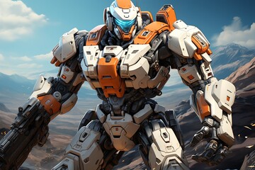 mecha robot anime on apocalyptic background