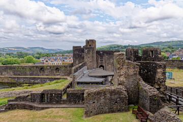 Fototapeta na wymiar Caerphilly Castle - second largest castle in United Kingdom - Caerphilly - Wales