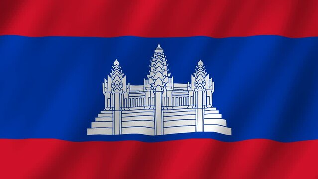 Flag of the cambodia waving animation. looping National cambodia flag animation background 4k