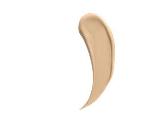 Nude Liquid Foundation cosmetic swipe smear smudge isolated on transparent background. nude color brush stroke close up. Makeup cream texture background