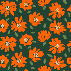Hand drawn flowers, seamless patterns with floral for fabric, textiles, clothing, wrapping paper, cover, banner, interior decor, abstract backgrounds.