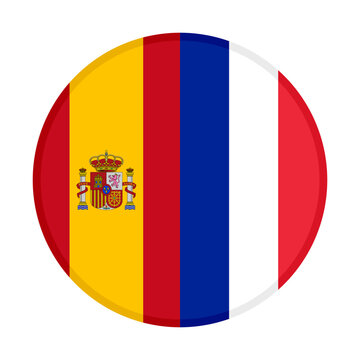round icon of spanish and french flags. vector illustration isolated on white background