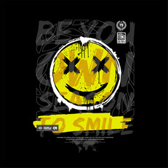 urban graffiti slogan smiley face illustration  for graphic tee t shirt 