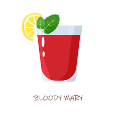 Bloody Mary drink with lemon and mint