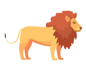 Lion. Big cat. Mammal wild animal. Cartoon vector Illustration isolated on a white background. For illustration of children books, children alphabet illustration letter L.