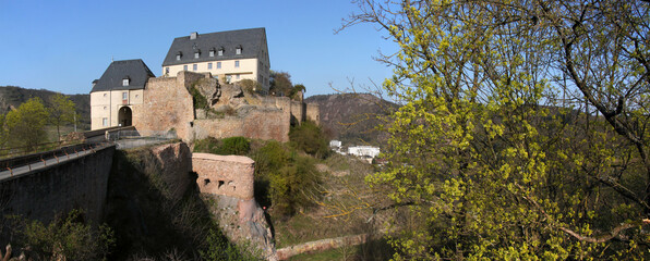 Fototapeta na wymiar Panoramic view of Ebernburg Castle in Bad Münster am Stein-Ebernburg in Germany