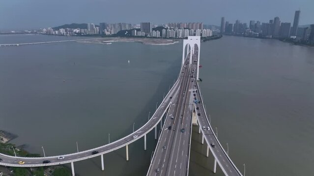 Sai Van Bridge in Macau, Aerial View