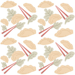 Obraz premium Dumplings hand drawn seamless pattern