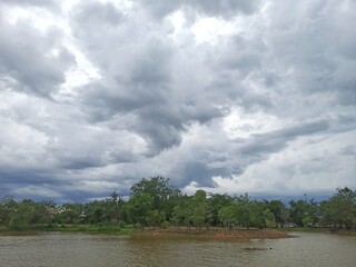 Clouds over the river in the countryside of Thailand, Asia.