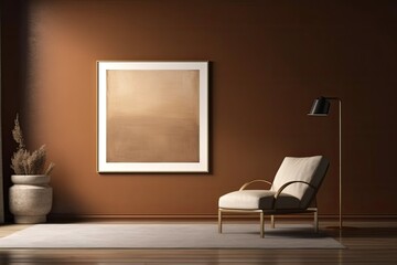 Frameless on a brown wall. Draft for a design. Generative AI