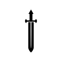 Black Sword on transparent background. Crossed Knight Sword Ancient Weapon Cartoon Design	