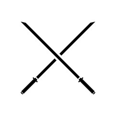 Black Sword on transparent background. Crossed Knight Sword Ancient Weapon Cartoon Design	
