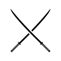 Black Sword on transparent background. Crossed Knight Sword Ancient Weapon Cartoon Design	
