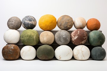Collection of rocks on white background generative ai