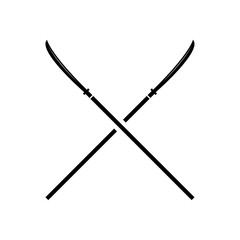 Black Sword on transparent background. Crossed Knight Sword Ancient Weapon Cartoon Design	
