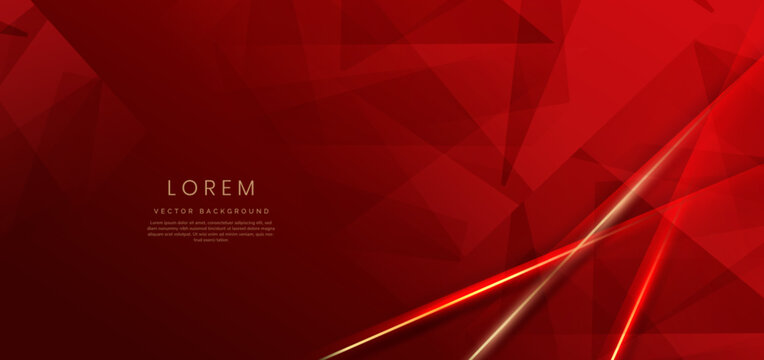 Abstract elegant red background with golden line and lighting effect sparkle. Luxury template award design.
