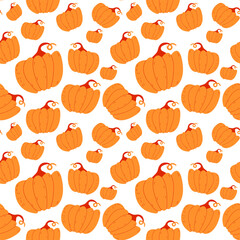 Beautiful pumpkin halloween thanksgiving seamless pattern, cute cartoon pumpkins