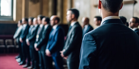 Blurred image, in the court the court holds court the condition.  Court of Justice and Law Trial. the law adjustment concept. all rise! the court is now in session.