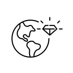 Shining diamond on Earth. International level luxury premium quality brand. Pixel perfect, editable stroke icon