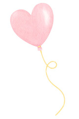 heart shaped balloon watercolor illustration