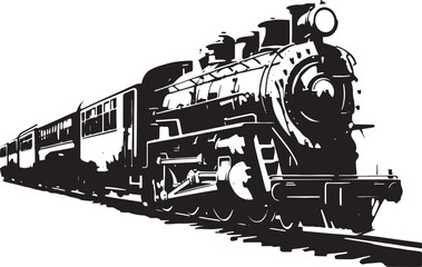 Vintage steam locomotive ancient train, transport Vector illustration © Raihan