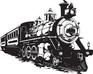 Vintage steam locomotive ancient train, transport Vector illustration © Raihan